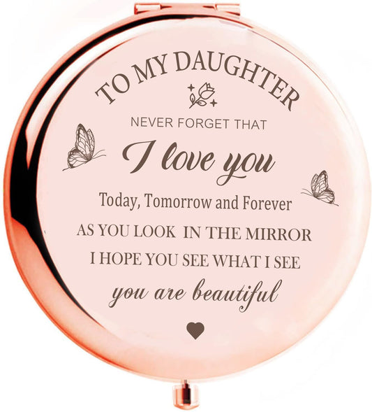 KGKAIMIZL Daughter Gift from Mom, Birthday Gifts for Daughter, Gifts for Daughters from Mothers, to My Daughter Makeup Compact Mirror, for Daughter, Daughter Graduation, Christmas, Wedding Gift