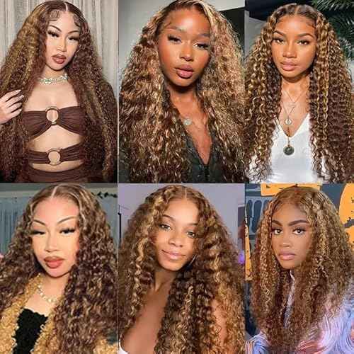 P427 Highlight Blonde Bundles Human Hair Brown Deep Wave 3 Bundles 30 30 30 Inch Unprocessed Brazilian Virgin Remy Honey Blonde Deep Wave Bundle Human Hair Extensions
