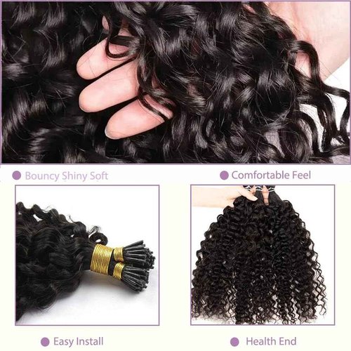 I Tip Hair Extension Human Hair 22 Inch Pre Bonded Real Hair Extensions Natural Black I Tip Cold Fusion Stick In Remy Keratin Itip Hairs Extension Invisible Microlink 50g/50 Strands for Women