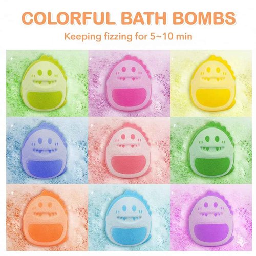 Dinosaur Bath Bomb Gift Set 9 Packs for Girls and Boys, Handmade and Nature Bath Bombs with Surprise for Kids, Perfect for Bubble Bath, Christmas Birthday Gifts for Kids Toddler Women
