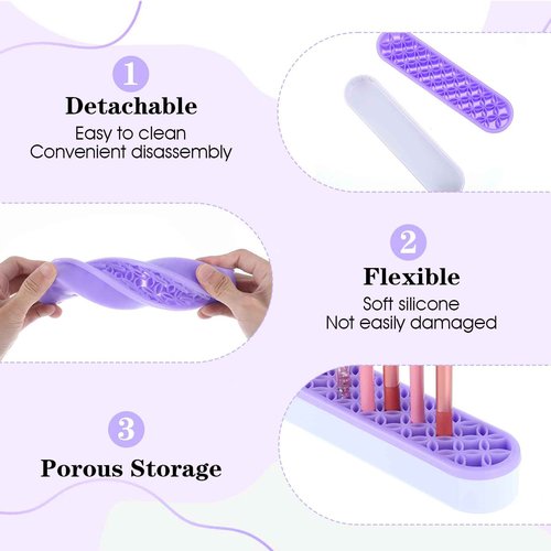 Pafeooui 4 Pcs Silicone Makeup Brush Holder, Multipurpose Cosmetic Organizer, Pen Holder for Desk, Storage Box, Sewing Tool, Beauty Tool, Scissors, Toothbrush Holders