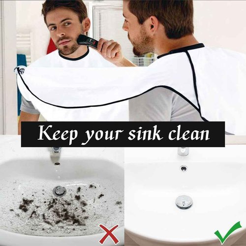 Beard Bib Apron, Beard Hair Catcher for Men Shaving & Trimming Non-Stick Waterproof Grooming Cloth with 3 Suction Cups & A Box Valentines Gifts for Men Him Boyfriend