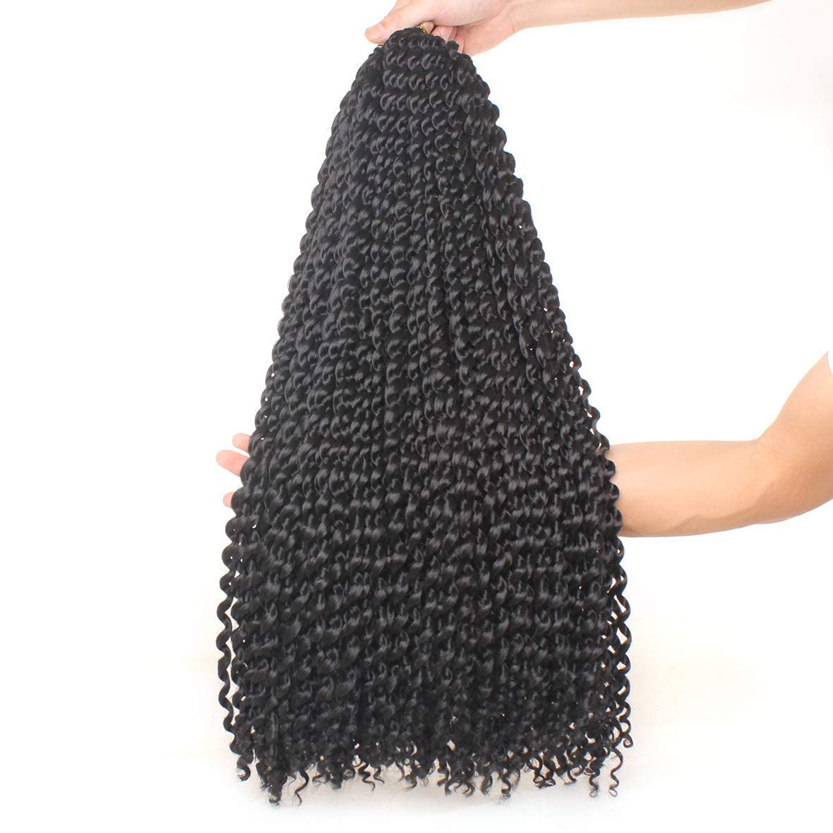 24 Inch Passion Twist Hair 7 Packs Natural Black Water Wave Crochet Braids Hair for Butterfly Locs Crochet Hair Synthetic Braiding Hair Extensions for Women (24 Inch,1B#)