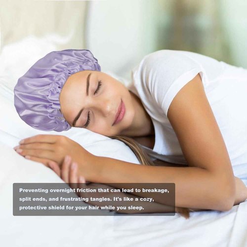 6 Pieces Reversible Silk Bonnet for Women Satin Bonnet Hair Wrap for Sleeping Cap with Tie Band(BLP)