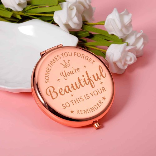 XPENMULBOJA Stocking Stuffers for Women 2025 Makeup Mirror Christmas Compact Mirror for Girl Daughter Mom Female Friends Inspirational Ideas for Wife Stocking Stuffers for Teen Girls