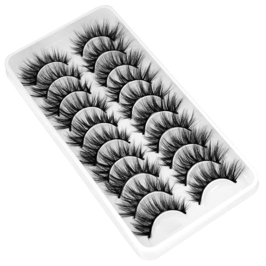 BlueSmurfs False Eyelashes Cat Eye Lashes Bulk Faux Mink 3D Fluffy Christmas Fake Eyelashes Volume 10 Pairs Pack