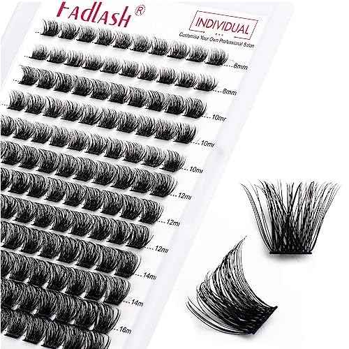 Lash Clusters DIY Eyelash Extensions 144 Clusters Lashes D Curl 0.07 Natural Individual Lash Extensions Mixed Tray False Eyelashes Soft & Strong Thin Band DIY at Home (F32-0.07D, 8-16mm)