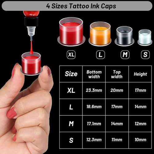 Ink Caps Cups, Urknall 1000pcs Ink Caps with Base #17mm Large Tattoo Ink Cups Tattoo Caps for Ink Tattoo Ink Cups Pigment Cups Tattoo Plastic Cap(#17MM)