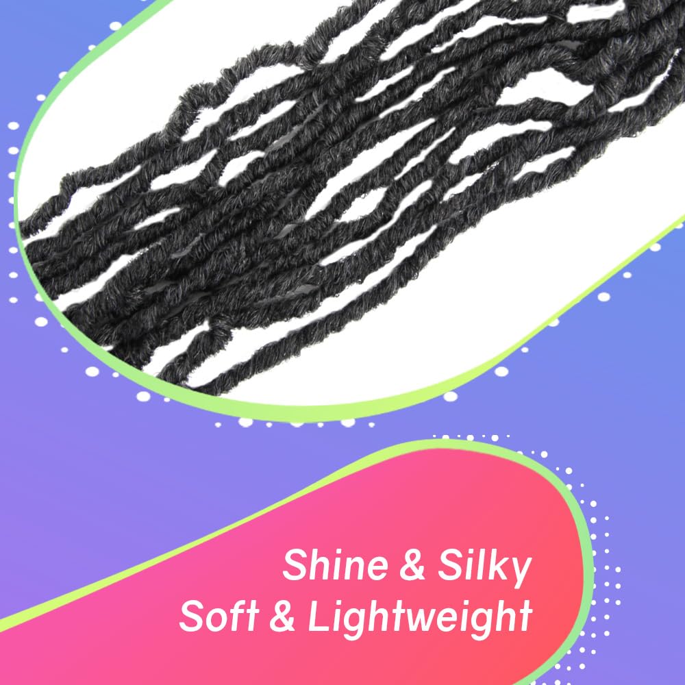 NISEYO NU Soft Locs With Curly Ends 18 Inch 6 Packs, Long Goddess Faux Locs Crochet Hair, 2#(Off Black)