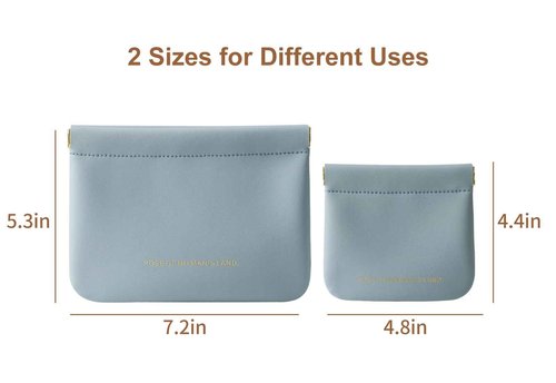 NICLNGSH 2 PCS Small Cosmetic Bag for Purse, Organosilicon Super Fiber Leather Mini Makeup Bag Coin Purse for Women, Snap Closure Travel Makeup Pouch for Lipstick Jewelry Key Change (Blue)