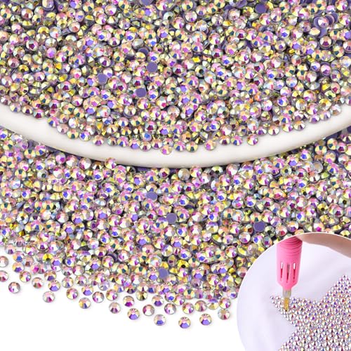 4000Pcs Hotfix Rhinestones for Clothing, Crystal AB SS10 Iron On Flatback Glass Gems, Bedazzler Crystals Rhinestones for Crafting Clothes Hats Shoes Fabric Bedazzling Decor Nail Art