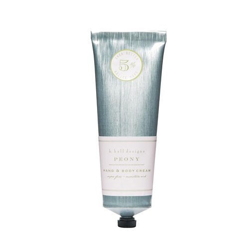 K. Hall Designs Peony Hand & Body Cream, Peaceful Peony Scent with Watery Notes, Shea Butter Lotion for Men & Women, Relieves Dry Skin & Cracked Hands, 3.4 fl oz