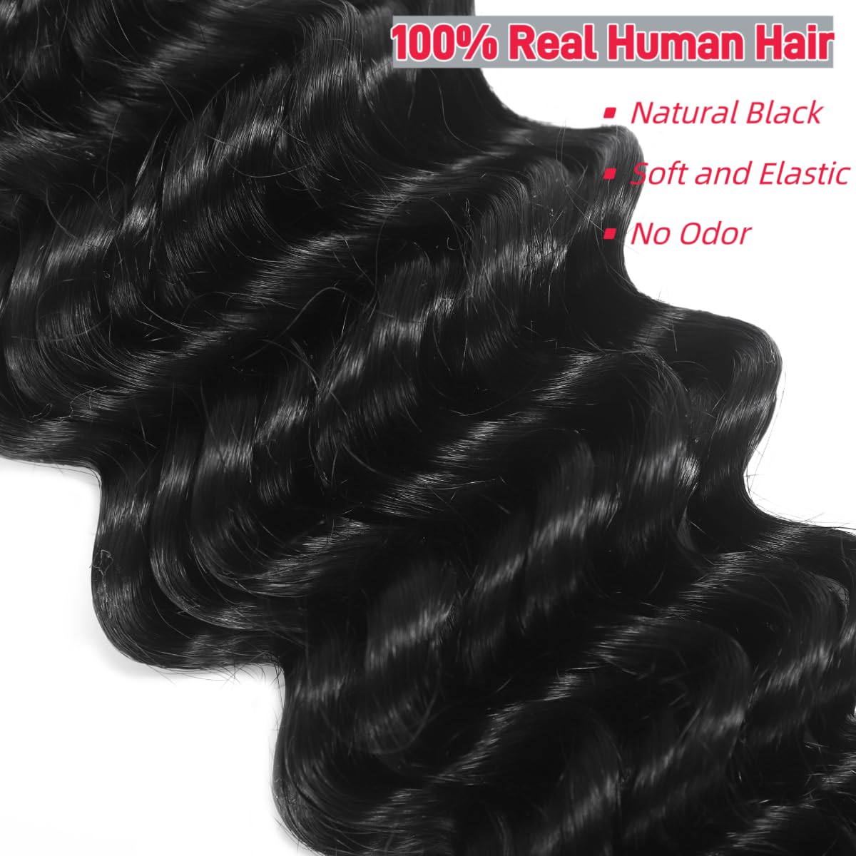 Human Braiding Hair Deep Wave Bulk Human Hair for Braiding No Weft 1 Bundle 50g 24Inch 10A Brazilian Virgin Human Hair Braiding Hair Extensions Curly Bulk Human Hair for Boho Braids