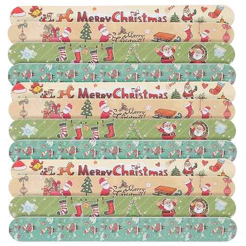 12Pcs Christmas Nail Files Double Sided Nail File and Buffers Emery Boards for Natural and Acrylic Nails Manicure Pedicure Tools Random Style