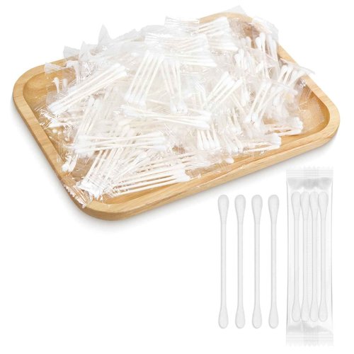 500 Pack Cotton Swabs, Individually Wrapped Cotton Swab, Individually Wrapped Double Tipped Paper Sticks for Ear, Make-up (500 Pack(4pcs per Bag))