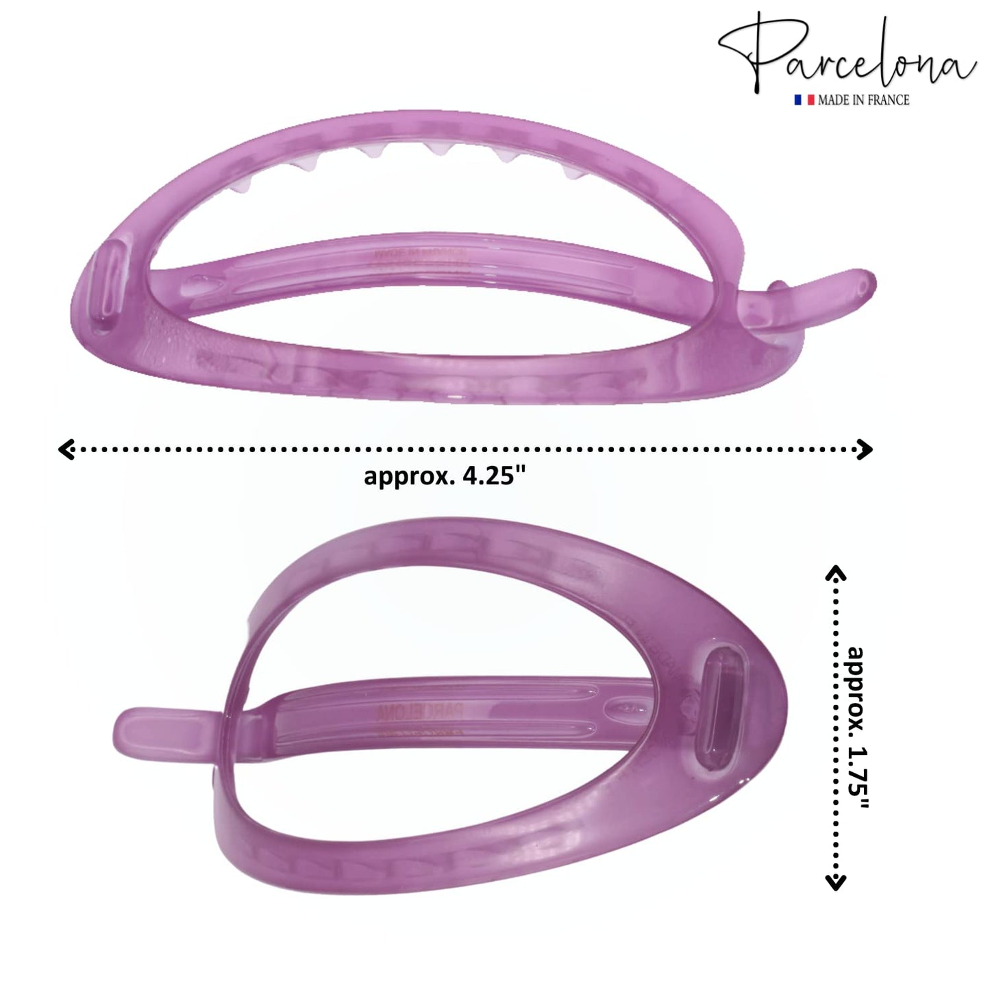 Parcelona French Oval Simple 4 1/4" Large Cellulose Acetate Metal Free Hair Barrette Clips Ponytail Non Slip Fashion Durable Styling Women Hair Accessories Hair Clip for Girls, Made in France(Light