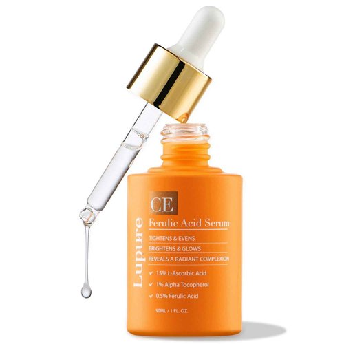 Lupure Vitamin C Face Serum: Anti Aging Super Vit C Facial Serum with Ferulic Acid Pure L-Ascorbic Acid, Vitamin E and Hyaluronic Acid for Dark Spots and Skin Care