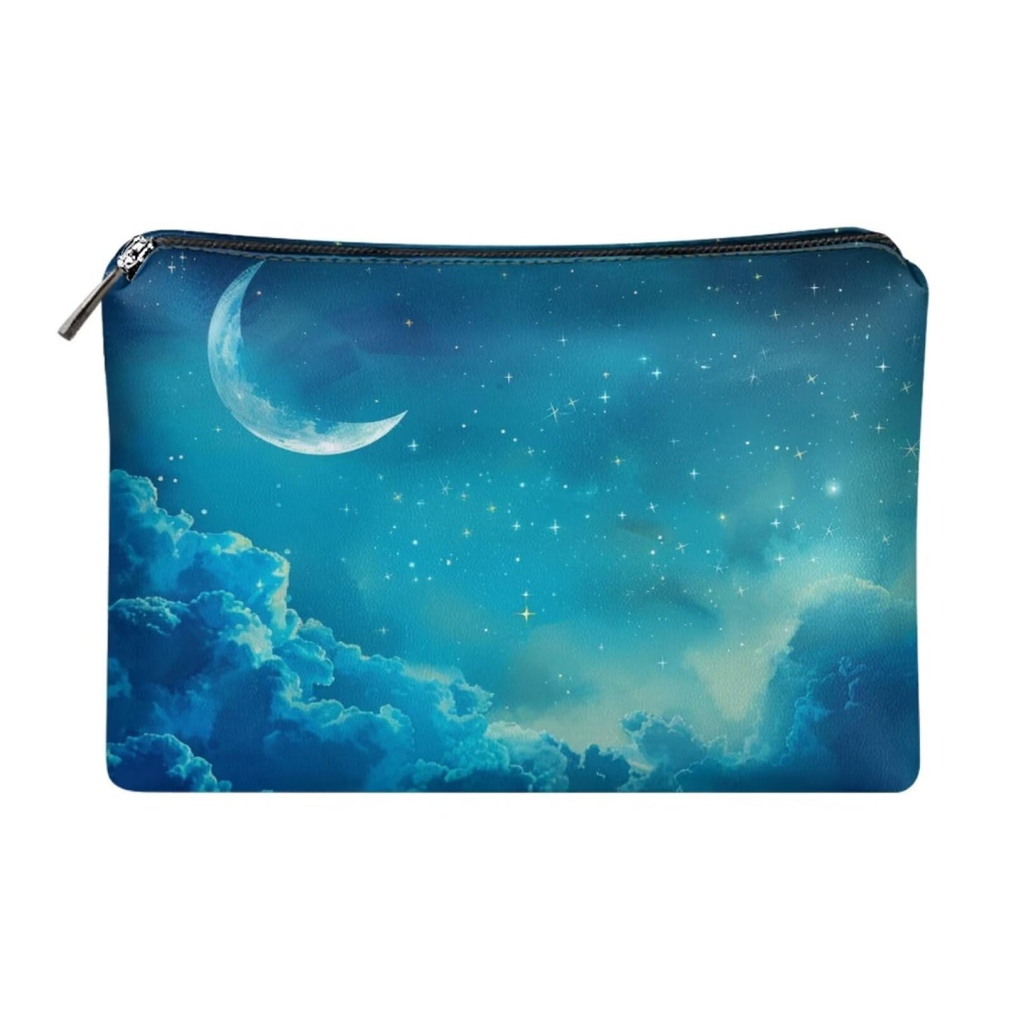 ELEDIZI Blue Starry Sky Makeup Bag Toiletry Bag for Women Aesthetic Cosmetic Case for Zippered Pouch Waterproof Skin Care Bag Pu Leather Makeup Brush Case Fashion Clutch Wallet for Phone,Card,Gifts