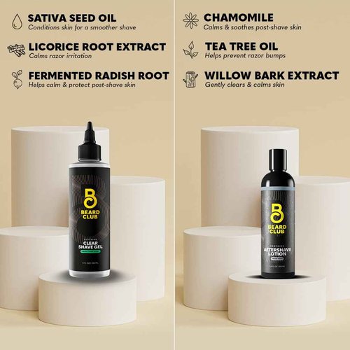 Beard Club Straight Razor for Men, Shaving Gel & Aftershave for Men – Hydrating Mens Shave Cream, Soothing After Shave Lotion & Navajas Para Barbero - Barber Straight Edge Razor Kit - Gift Kit