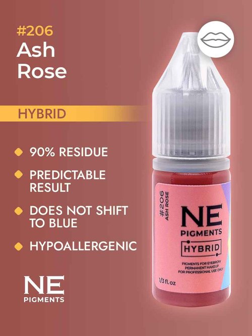 NE PIGMENTS Ash Rose #206 - By Elena Nechaeva - Lip Pigment - Permanent Makeup - Professional Tattoo Ink