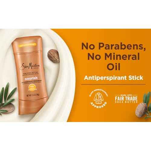 SheaMoisture Antiperspirant Deodorant Stick Moisturizing Raw Shea Butter & Hyaluronic Acid 2 Count for 48HR Sweat & Odor Protection with No Parabens & No Mineral Oil 2.6 oz