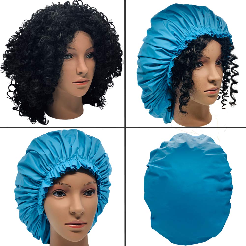 ELEBOX Premium Collection Super Jumbo Shower Cap for Braids Double-Layer Satin Waterproof Reusable Bonnet Sleep Cap