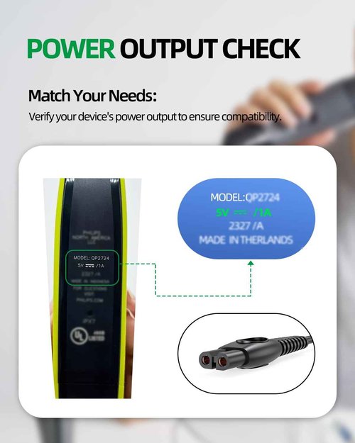 5V Fast Charger Fit for Philips Norelco 2400 3900 2600 3600 5400 X5000 7200 7800 i9000 Series Wet and Dry Electric Shaver, Model X3001 S3243 X3052 S3341 S5880 X5004 X5006 S7887 S7885