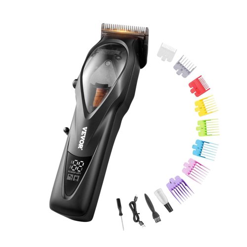 VEVOR Hair Clipper for Men with Magnetic Motor 10000RPM, Cordless Barber Clipper with DLC Fade Blade, Men's Hair Cutting Grooming Kit with 8 Guide Combs for Home Barber, Ideal Gift for Man