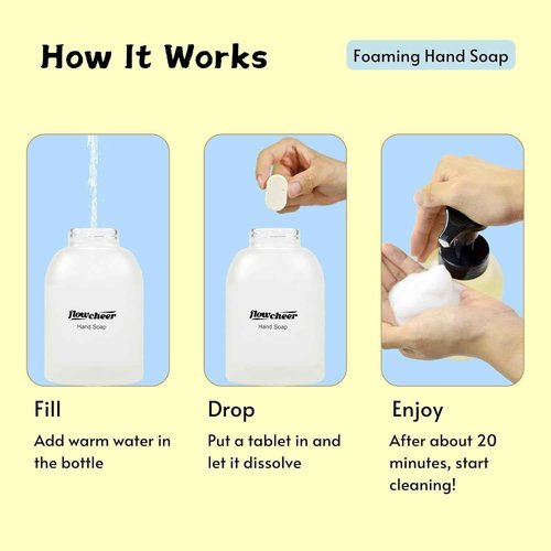 flowcheer Foaming Hand Soap Refill Tablets, 24 Pack, Makes 216 fl oz (24 x 9 fl oz Bottles),Variety Fragrance,Fresh & Clean Handwash, Eco Friendly foam Soap Tablets