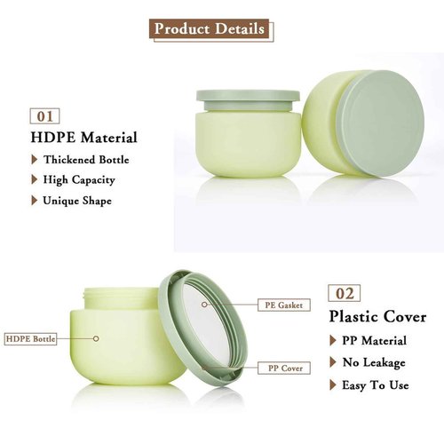 Qeuly 8.8 Oz Plastic Jars With Lids，2 Pcs Cosmetic Containers With Lids, Leak Proof Cosmetic Jars, Body Butter Containers for Cream, Bath Salt, Sugar Scrub, Gel, Slime, Rhinestone Storage