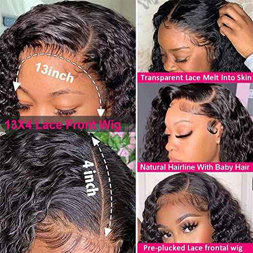 Foreverlove Deep Wave Lace Front Wigs Human Hair for Black Women 200% Density Brazilian 13¡¿4 Deep Curly Human Hair Wigs Natural Black Color (22 Inch)