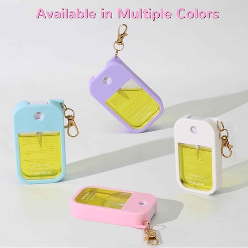 KYRGEU Hand Sanitizer Spray Case Compatible with Touchland Power Mist 1 oz – Silicone Case with Keychain for Touch Land Mist 1 fl oz（30 ml）, Hand Sanitizer Accessory for 1 fl oz (Blue, 1 Pack)
