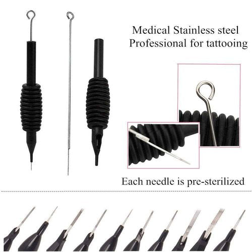 Dragonhawk 60 Counts Black Tattoo Needles Tubes with Matching Assorted