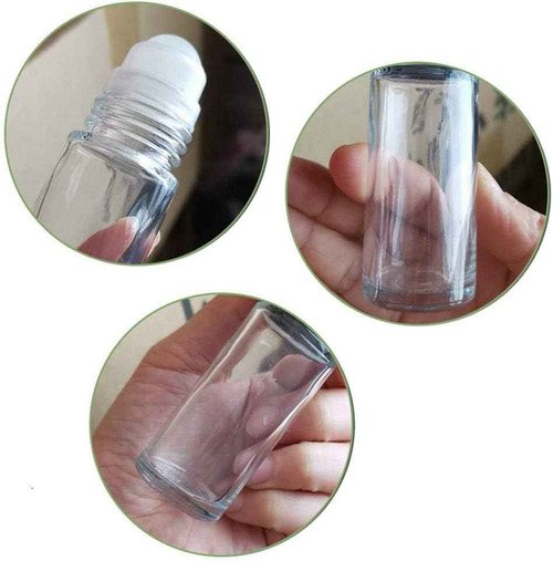 BWESOO 2Pcs Black Clear 30ML Empty Glass Essential Oil Roller Bottles Vials Containers Refillable Roll-on Bottles with Funnel Refillable Cosmetic Containers Balls
