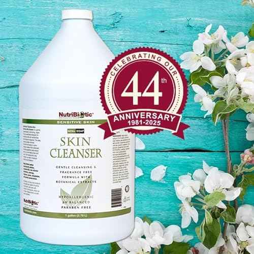 NutriBiotic ? Sensitive Skin Non-Soap Skin Cleanser, 1 Gallon with GSE (Citricidal) | pH Balanced, Hypoallergenic & Biodegradable | Free of Parabens, Sulfates, SLS, SLES, Dyes, Colorings & Fragrance