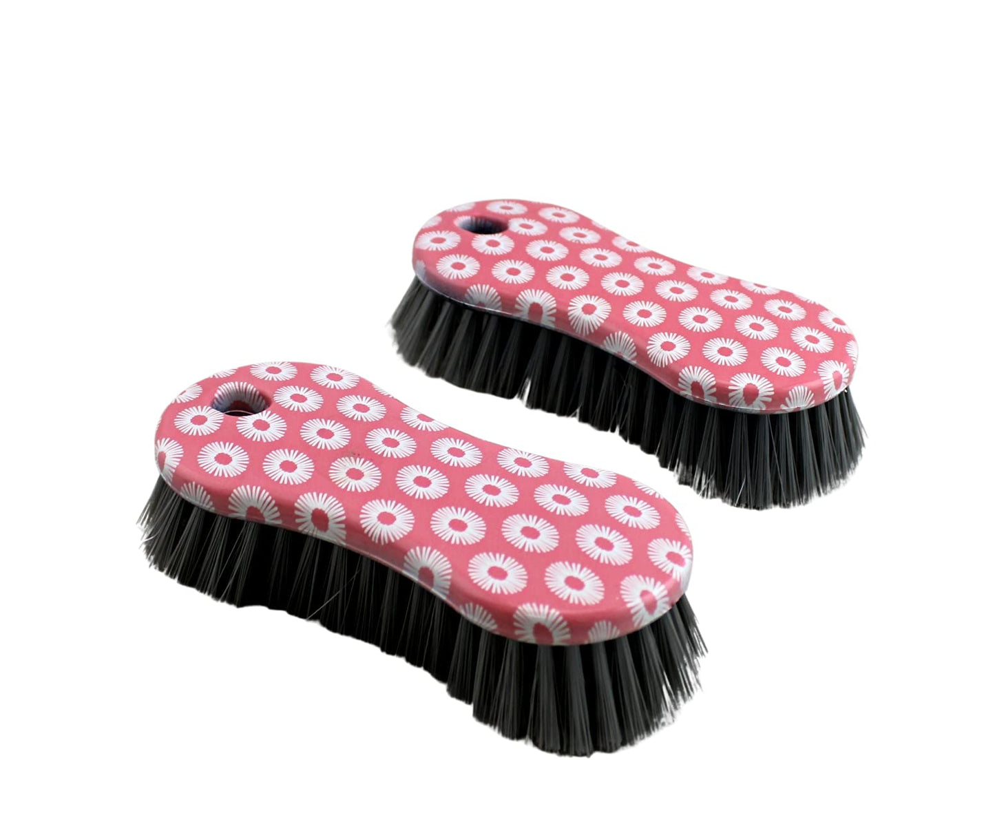 Multi-Purpose Heavy Duty Designer Printed Scrub Brush - Pack of 2 (Pink)