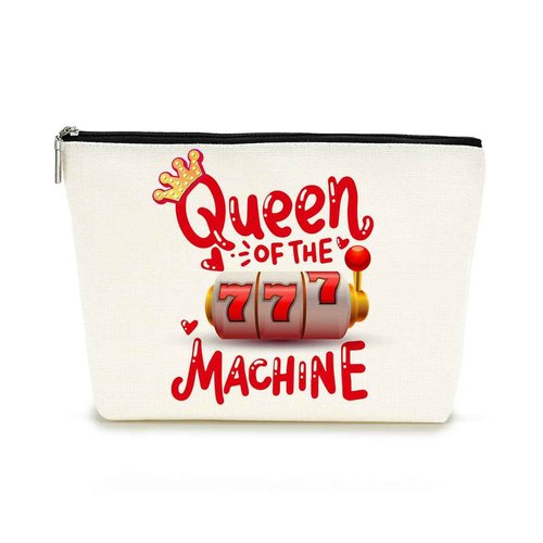 Casino Makeup Bag Cosmetic Bag Trip Toiletry Bag Slot Gambling Lucky Gift Birthday Christmas Graduation Gifts for Gambler Casino Lover Friend Daughter Cousin Queen Of The Machine