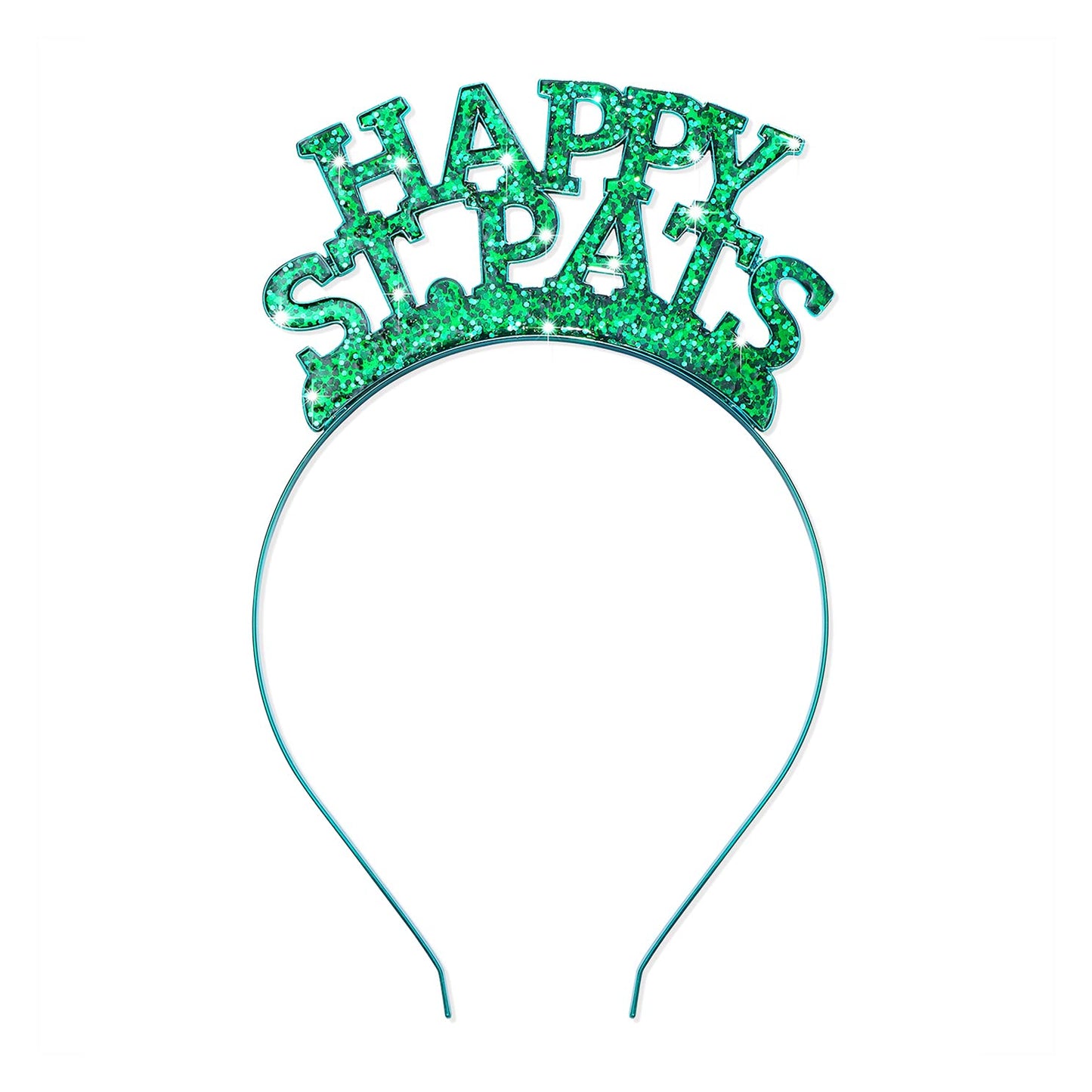 HEIDKRUEGER St. Patrick's Day Headband Glitter Happy St.Pats Letter Hairband Hair Hoops Lucky Tiara Crown Holiday Headband for Party Decorations