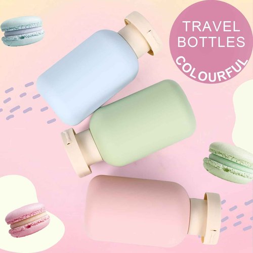 ASEVAT Leak Proof Travel Bottle with Flip Cap, Shampoo and Conditioner Bottle Set, Refillable Containers for Lotion, Cream Shampoo (Green+Blue+Pink, 3.4 Ounces)