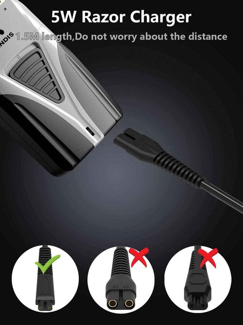 5V 1A Charger Compatible with Andis Shaver Andis Charger Power Cord Adapter Compatible with 17150 TS-1 17220 17195 Profoil 17190 17165 17170 17205 17220 Lithium Titanium Plus TS-2 Replacement Pro Foil Shaver- 5Ft