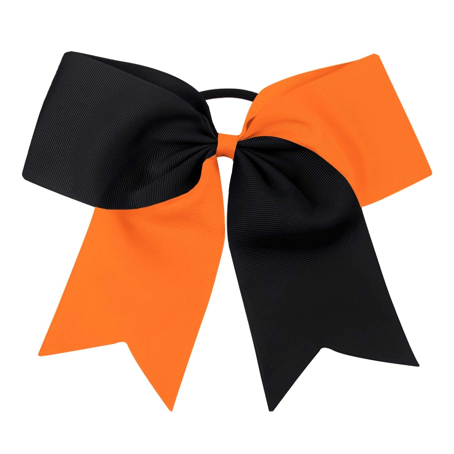 16PCS 8" Large Cheer Hair Bows Ponytail Holder Elastic Band Handmade for Cheerleading Teen Girls College Sports (Black/Orange, 16 Count (Pack of 1))