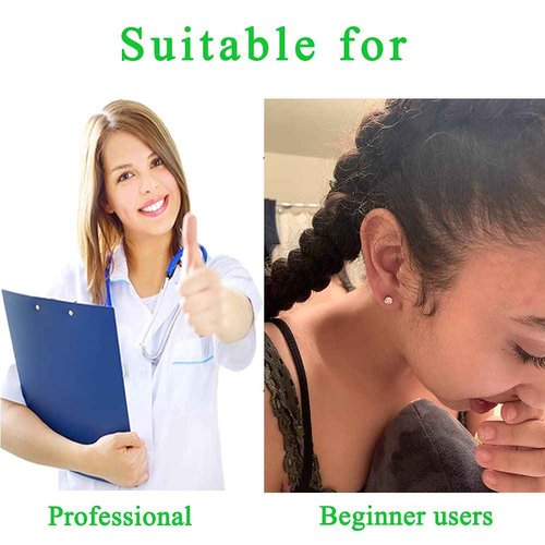 Ear Piercing Gun, 2PCS Self Ear Piercing Kit Ear Studs Kit Disposable Safe Hypoallergenic Stainless Steel Ear Gun Piercing Kit Tools 4mm，Gifts for Friends…