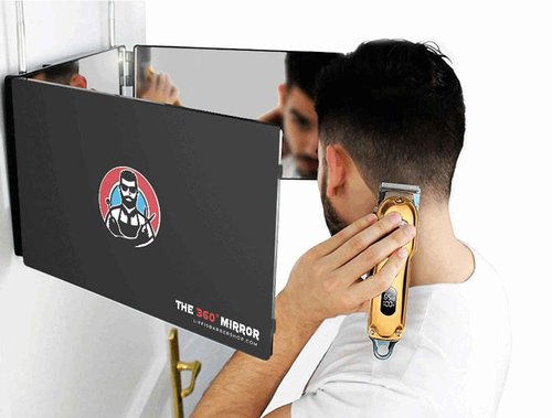 The 360 Mirror - 3 Way Mirror for Self Hair Cutting - Adjustable Trifold Barber Miror to Cut Your Own Hair - Tri Fold Self Haircut System for Men and Women Braiding - Three Sided Miror for Haircuts