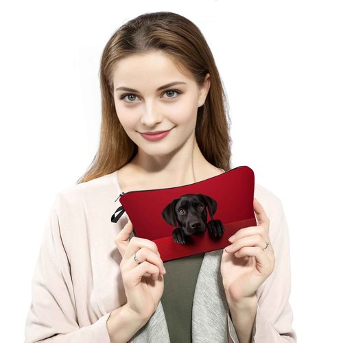 MoCaliduccious Black Labrador Makeup Bag for Women Travel Cosmetic Organizer Bag Teacher Appreciation Gifts Small Zipper Toiletry Bag Dog Gifts for Dog Lovers