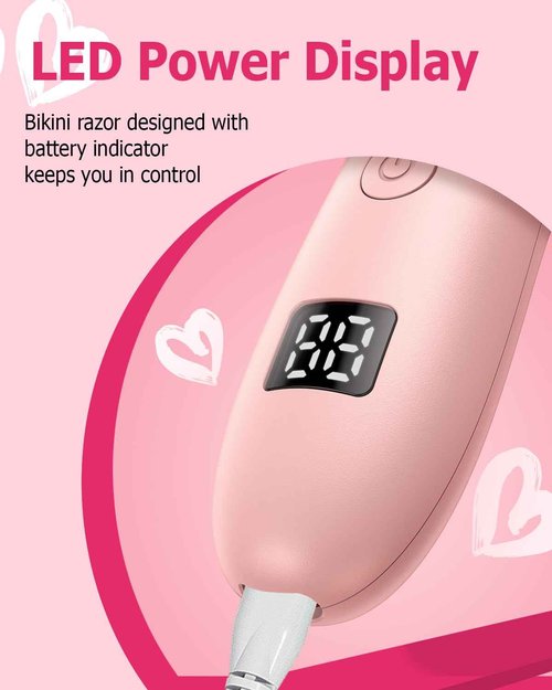 ENSSU 2in 1 Bikini Trimmer Electric Razors for Women with LED Light，Rechargeable Body Pubic Hair Trimmer Women with LCD Display, Lady Shaver for Leg/Arms/Bikini,Waterproof, Gift for Woman