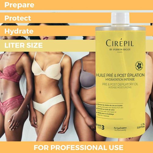 Cirepil - Pre & Post - Depilatory Oil - 1000 ml / 33.81 fl oz - Protects the Skin Before Waxing & Removes Wax Residue - Pre-Waxing & Post-Waxing
