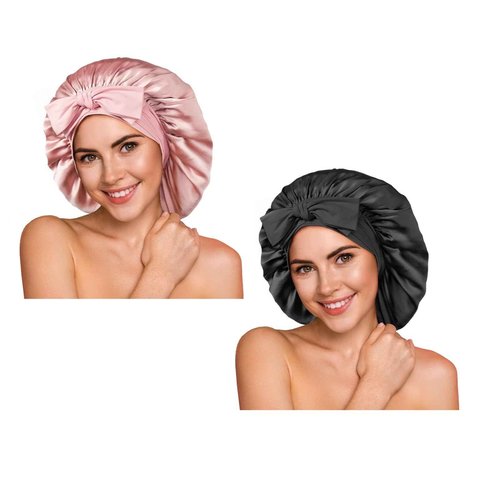 YFONG 2 Pack 100% 22 Momme Mulberry Silk Bonnet for Sleeping Women