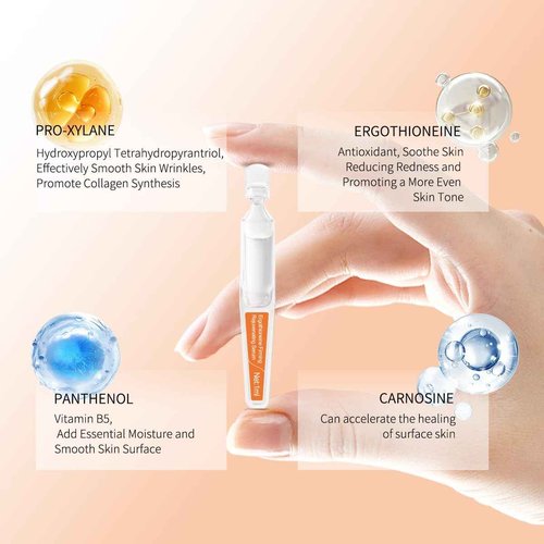 BACHERI Ergothioneine Firming Serum Ampoules - Hydrating and Repairing Formula with Pro-Xylane, Centella Asiatica Extract, and Vitamin B5 for Various Skin Types, 30 Pcs/Box