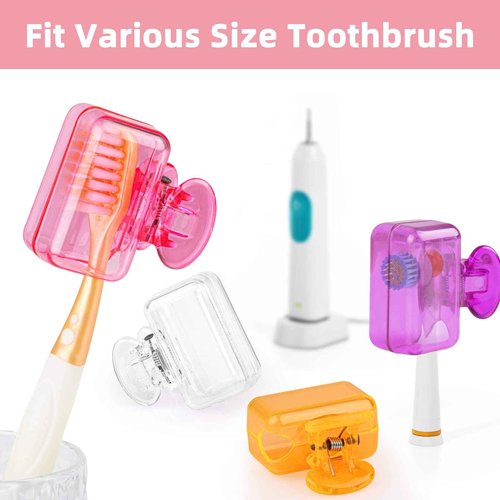 Abilat 4 Pack Toothbrush Covers Caps, Toothbrush Head Covers for Travel Toothbrush Protector Brush Pod Case Plastic Toothbrush Clip Cover for Business, Camping, School, Home