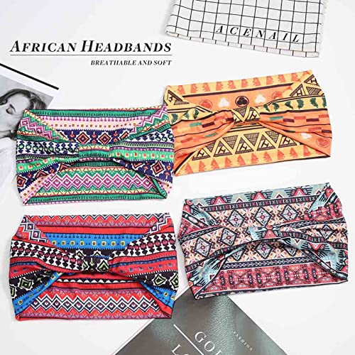 Acenail Wide Headbands Women Turban Knotted Headband Elastic Non Slip Hairbands African Head Bands Cotton Workout Head Wraps Bohemian Head Band Running Sports Hairband Yoga Head Scarfs Boho Hair